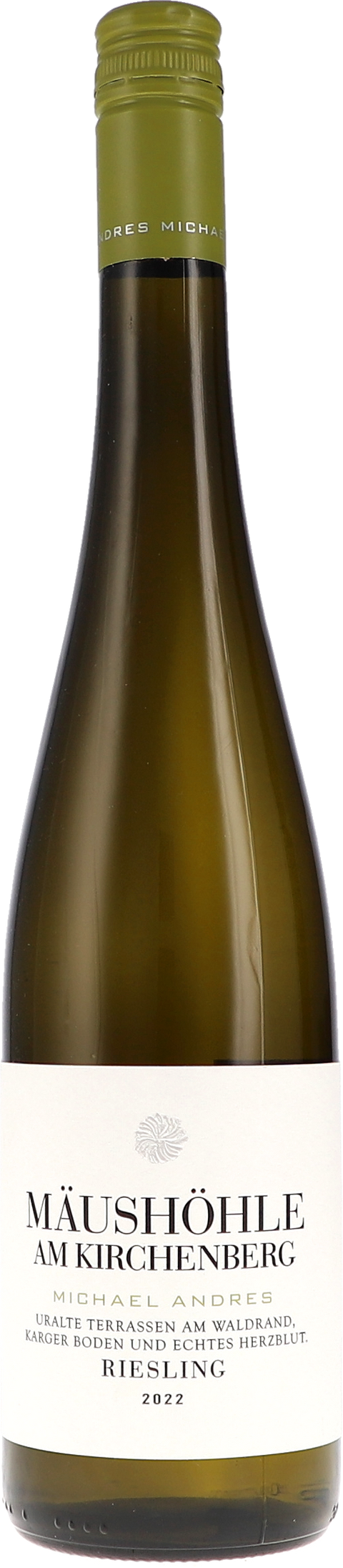 Weinflasche Michael Andres Mäushöhle am Kirchenberg BIO, Weißwein aus der Pfalz