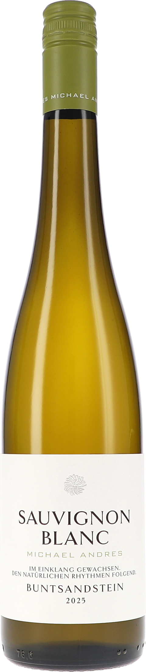 Weinflasche Michael Andres Sauvignon Blanc, Buntsandstein BIO, Weißwein aus der Pfalz