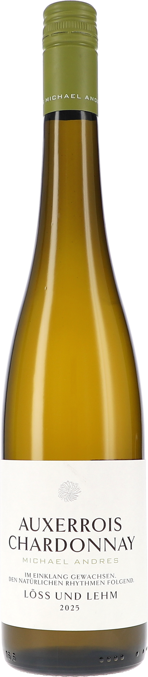 Weinflasche Michael Andres Auxerrois Chardonnay, Löss und Lehm BIO, Weißwein aus der Pfalz
