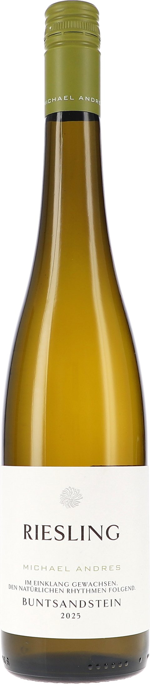 Weinflasche Michael Andres Riesling, Buntsandstein BIO, Weißwein aus der Pfalz