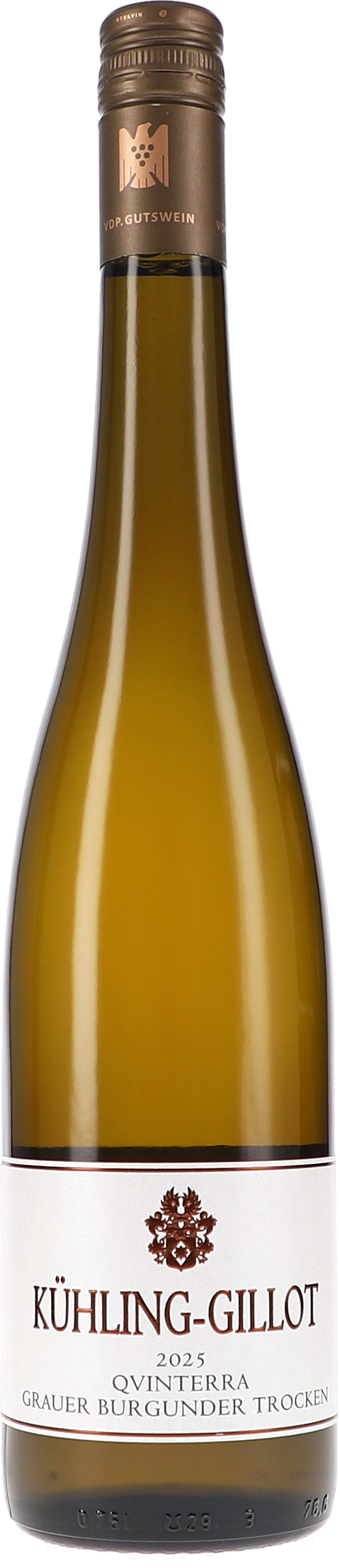 Weinflasche Kühling-Gillot Qvinterra Grauer Burgunder trocken BIO, Weißwein aus Rheinhessen