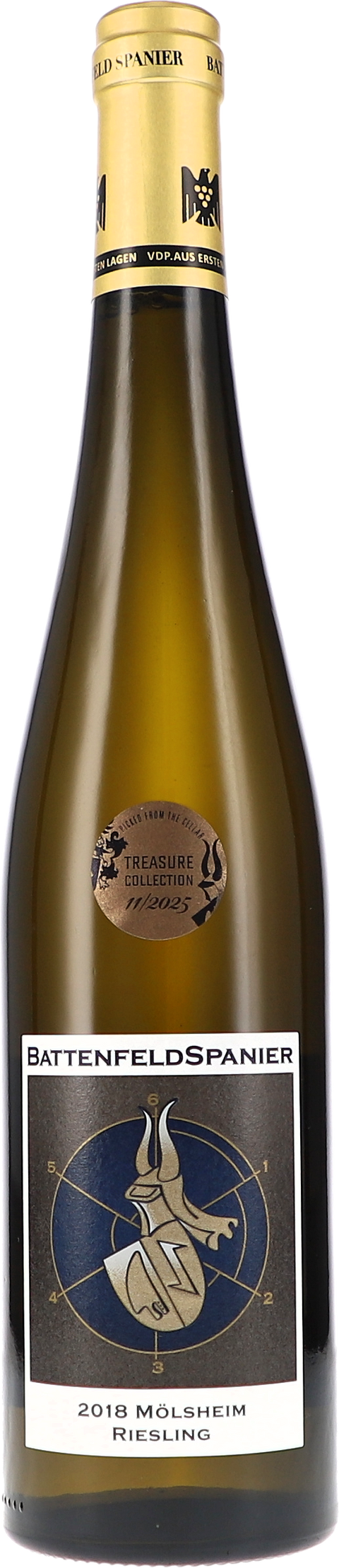 Weinflasche Battenfeld-Spanier Riesling Mölsheim „Treasure Collection“ VDP Erste Lage BIO, Weißwein aus Rheinhessen