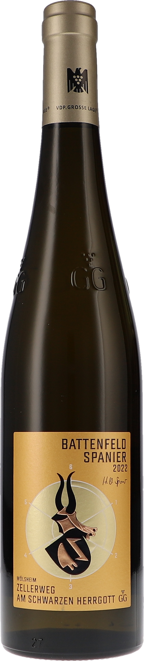 Weinflasche Battenfeld-Spanier Riesling Zellerweg am Schwarzen Herrgott GG BIO, Weißwein aus Rheinhessen