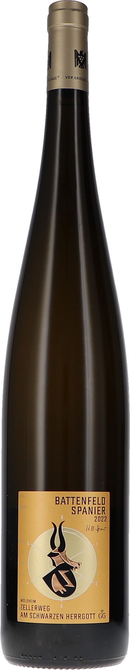 Weinflasche Battenfeld-Spanier Riesling Zellerweg am Schwarzen Herrgott GG BIO, Weißwein aus Rheinhessen