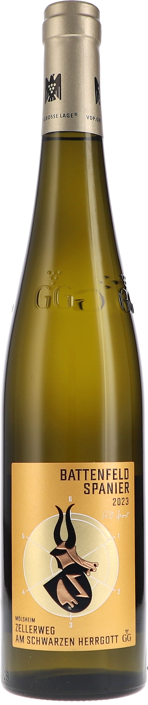 Weinflasche Battenfeld-Spanier Riesling Zellerweg am Schwarzen Herrgott GG BIO, Weißwein aus Rheinhessen