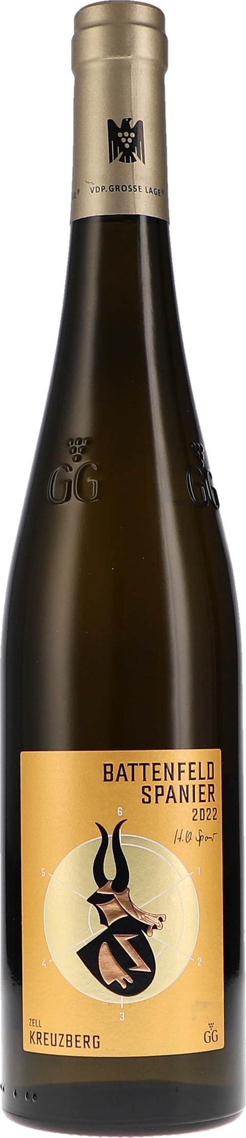 Weinflasche Battenfeld-Spanier Riesling Zell Kreuzberg GG BIO, Weißwein aus Rheinhessen