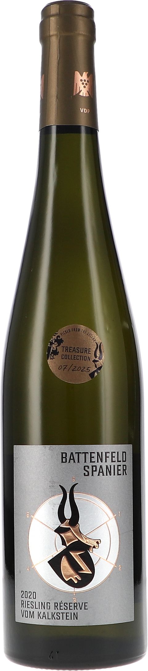 Weinflasche Battenfeld-Spanier Riesling Réserve vom Kalkstein trocken „Treasure Collection“ BIO, Weißwein aus Rheinhessen