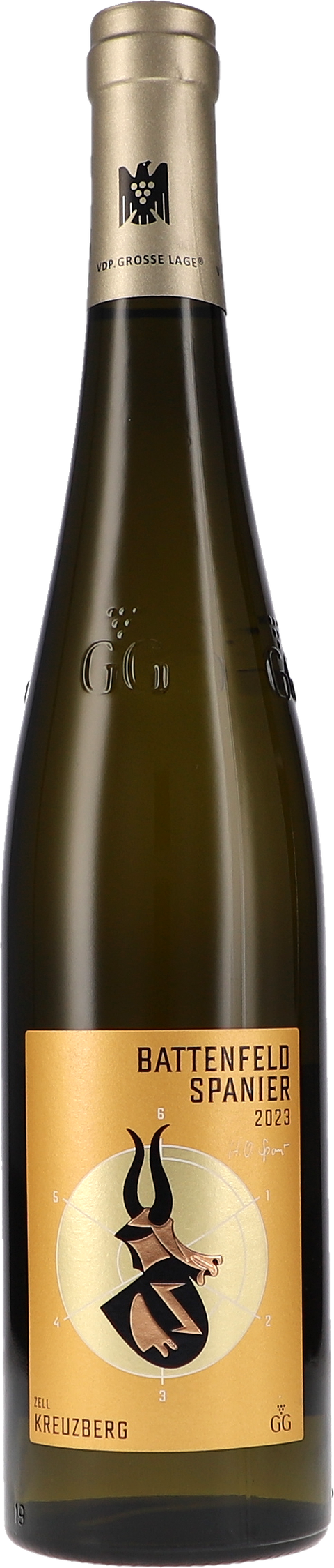 Weinflasche Battenfeld-Spanier Riesling Zell Kreuzberg GG BIO, Weißwein aus Rheinhessen