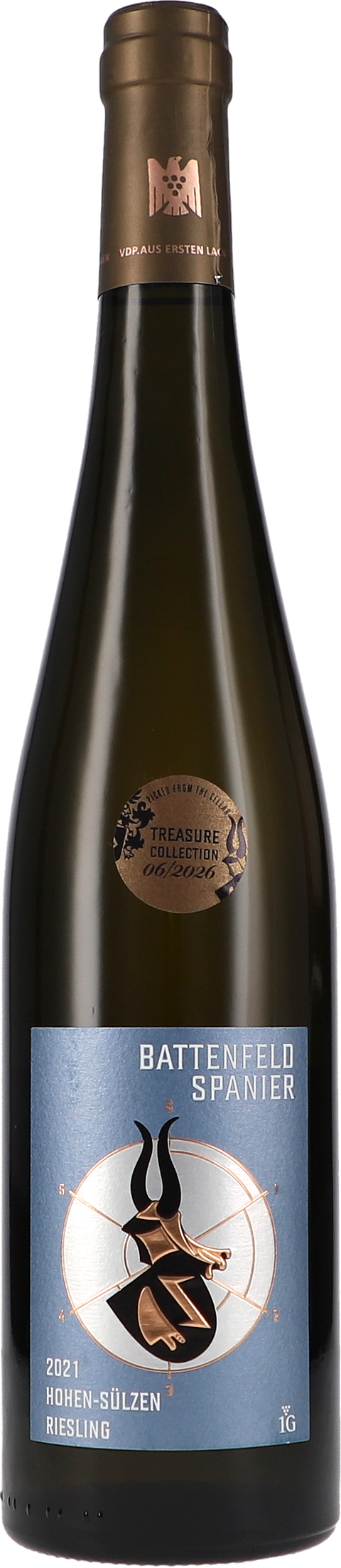 Weinflasche Battenfeld-Spanier Riesling Hohen-Sülzen VDP Erste Lage „Treasure Collection“ BIO, Weißwein aus Rheinhessen