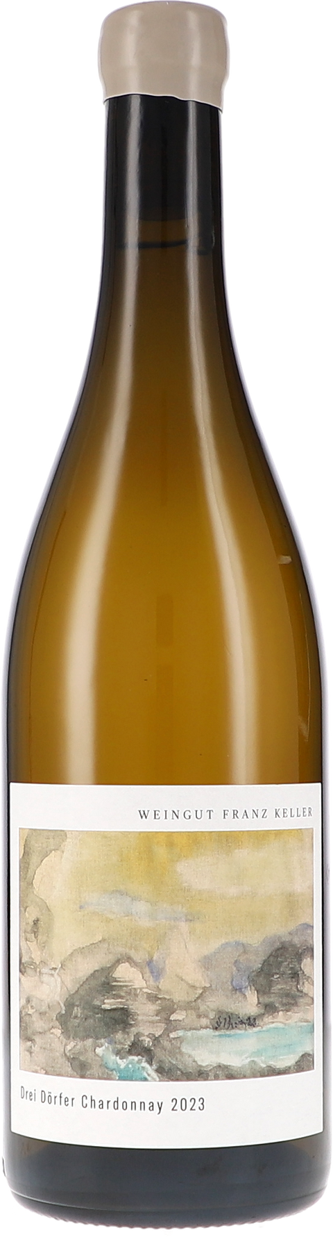 Weinflasche Franz Keller Drei Dörfer Chardonnay, Weißwein aus Baden