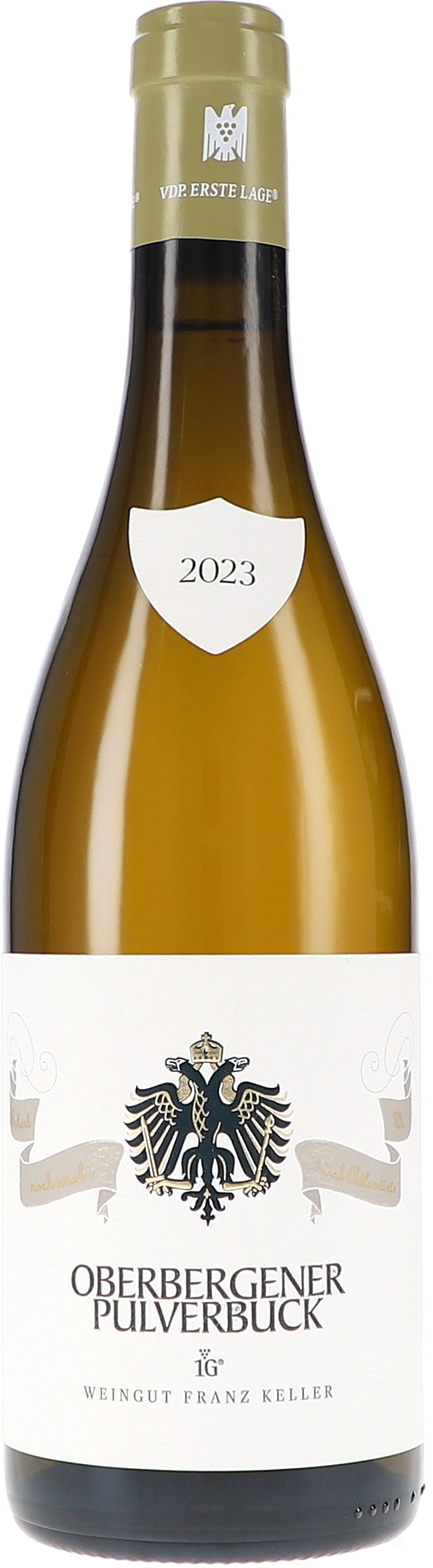 Weinflasche Franz Keller Oberbergener Pulverbuck Weissburgunder VDP Erste Lage, Weißwein aus Baden