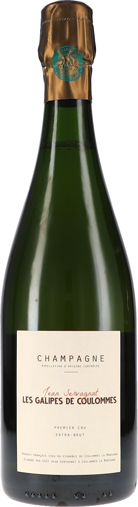 Weinflasche Jean Servagnat Les Galipes de Coulommes, Premier Cru Extra Brut, Weißwein aus der Champagne