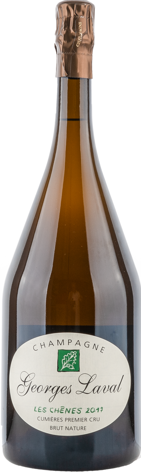 Weinflasche Georges Laval „Les Chênes“ Cumières Premier Cru Brut Nature BIO, Schaumwein aus der Champagne
