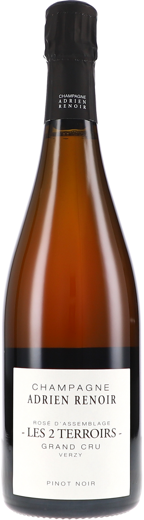 Weinflasche Adrien Renoir Les 2 Terroirs, Rosé Verzy Grand Cru Extra Brut, Rosé-Schaumwein aus der Champagne