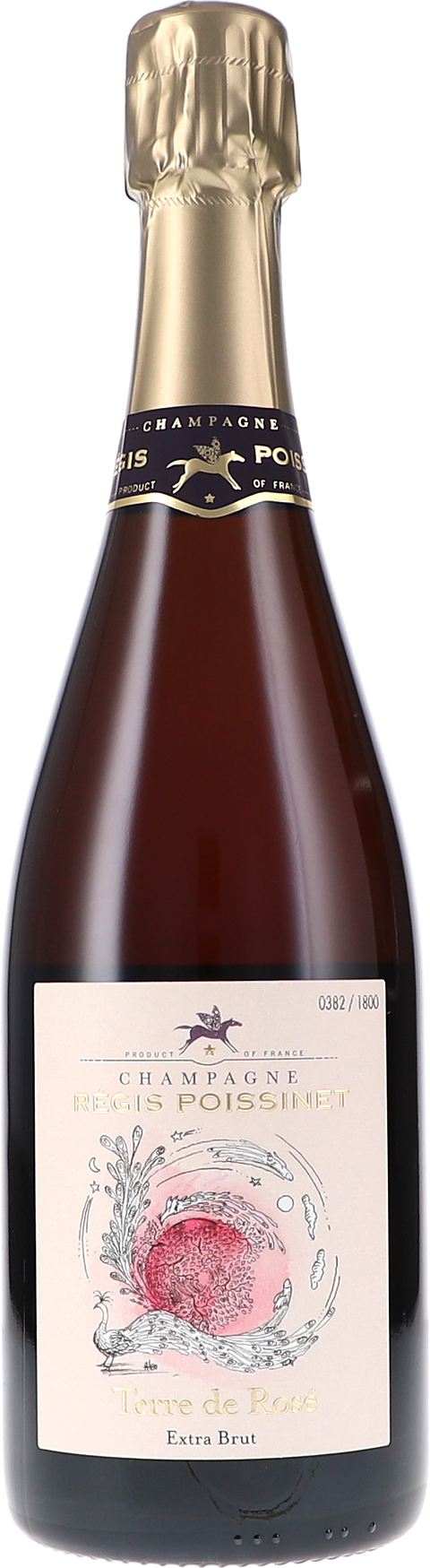 Weinflasche Régis Poissinet Terre de Rosé, Extra Brut BIO, Rosé-Schaumwein aus der Champagne