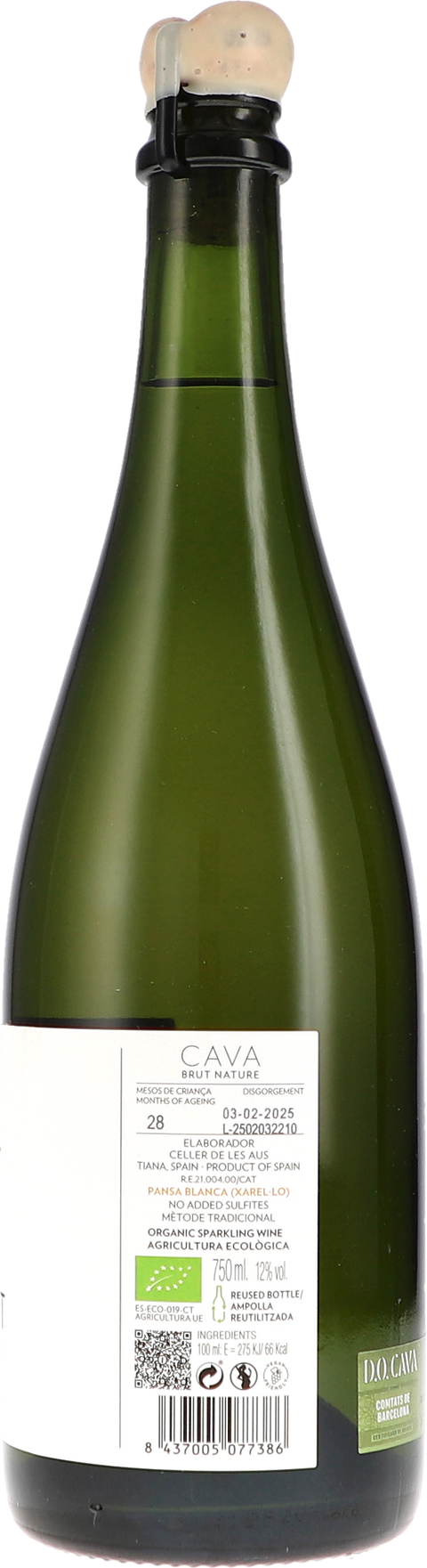 Alta Alella AUS Bruant Brut Nature, ungeschwefelt 2022 BIO Rücketikett