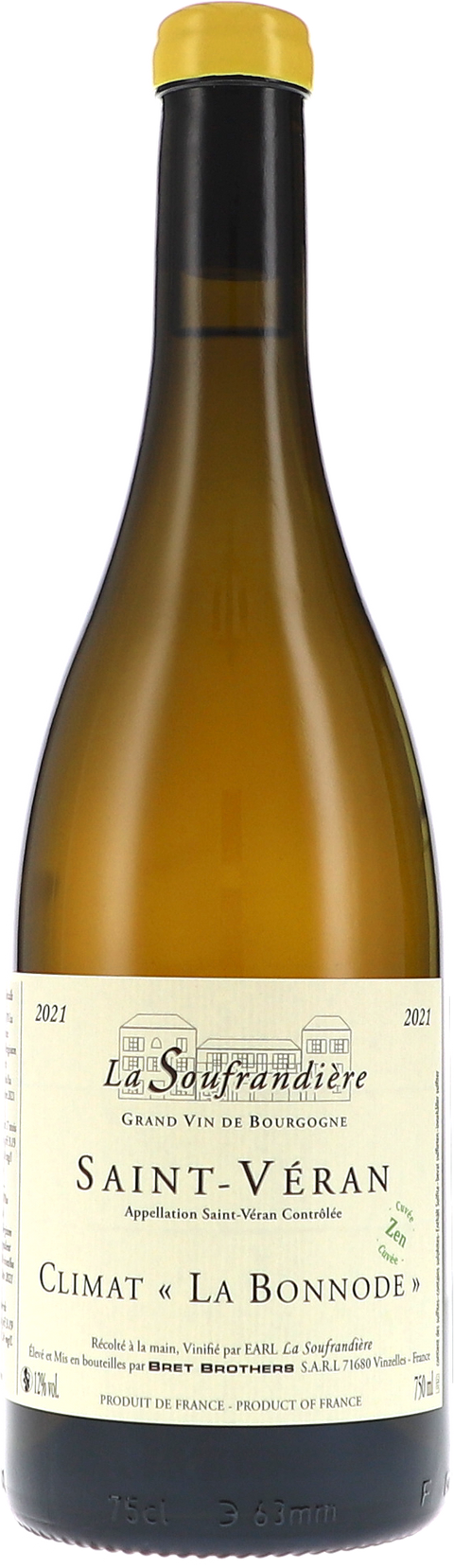 Weinflasche La Soufrandière Saint-Véran Climat „La Bonnode“ Zen AOC BIO, Weißwein aus Burgund