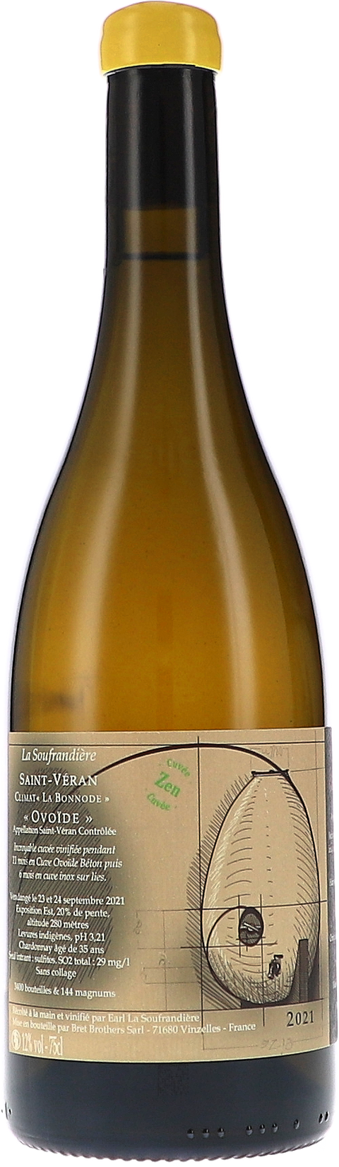 Weinflasche La Soufrandière Saint-Véran Climate „La Bonnode“ Ovoide Zen AOC BIO, Weißwein aus Burgund