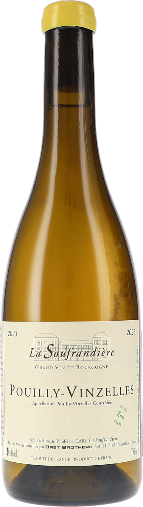 Weinflasche La Soufrandière Pouilly-Vinzelles, Cuvée Zen AOC BIO, Weißwein aus Burgund