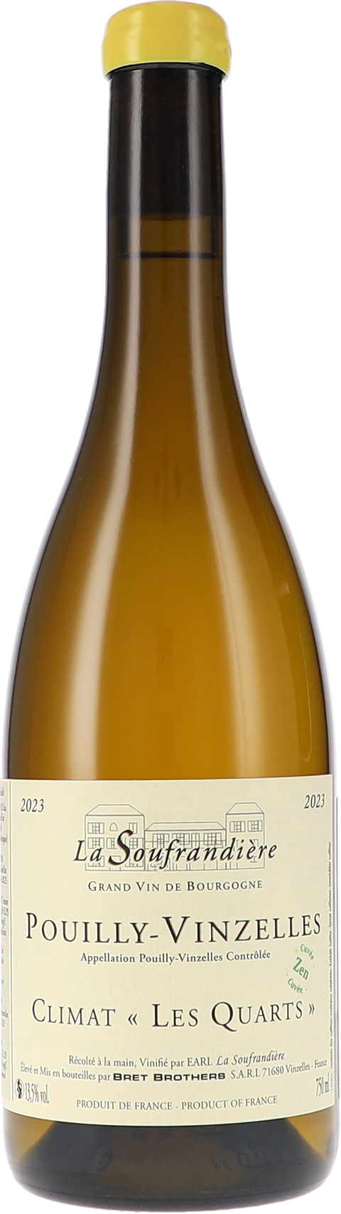 Weinflasche La Soufrandière Pouilly-Vinzelles Climat „Les Quarts“ Zen AOC BIO, Weißwein aus Burgund