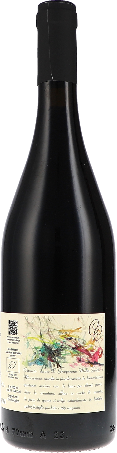 Weinflasche Cinque Campi CinqueCampi, Rosso Frizzante, Emilia Lambrusco IGT BIO, Rotwein aus der Emilia-Romagna