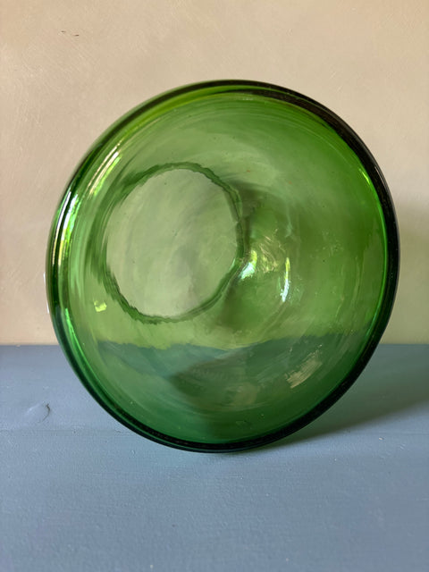 Vintage Glas Vase bauchig grün - Weingärtners Genusshandwerk