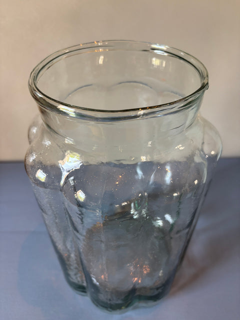 Vintage Glas Vase grob geriffelt hoch