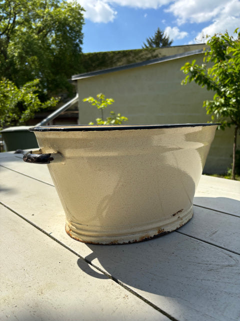 Alte Emaille Wanne Gelb - Weingärtners Genusshandwerk