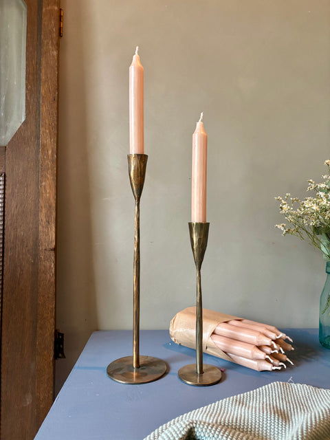 Set: Ib Laursen 2 Kerzenhalter Nador (H:23 & 32,5cm) mit 4 Kerzen Ø:2,2cm H:18cm - ~18,5% Rabatt - Weingärtners Genusshandwerk