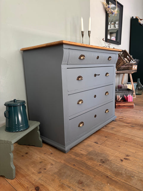 Dänische vintage Kommode | Kreidefarbe Moabit (blaugrau)
