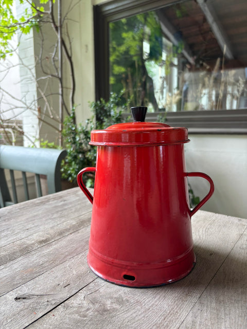 Alte Emaille Milchkanne Rot - Weingärtners Genusshandwerk