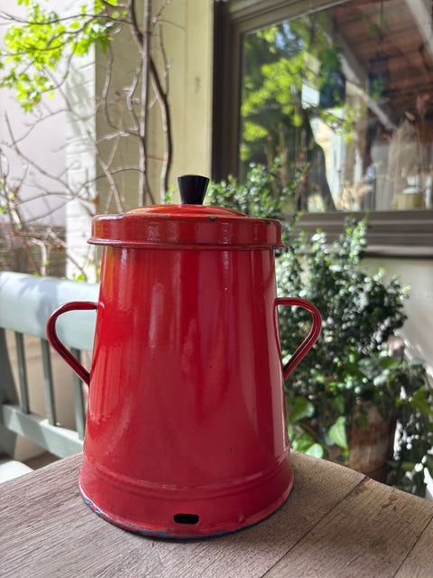 Alte Emaille Milchkanne Rot - Weingärtners Genusshandwerk