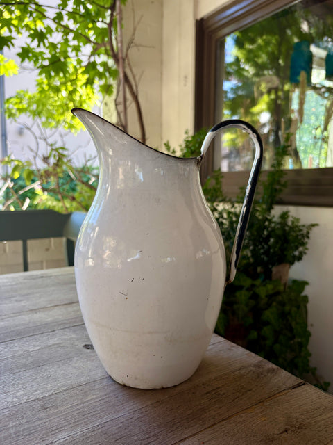 Vintage Emaille Kanne Weiß (30x24cm)