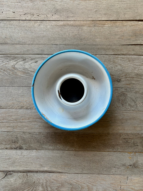 Vintage Emaille Kuchenform in Blau-Weiß Ø: 21,5 cm