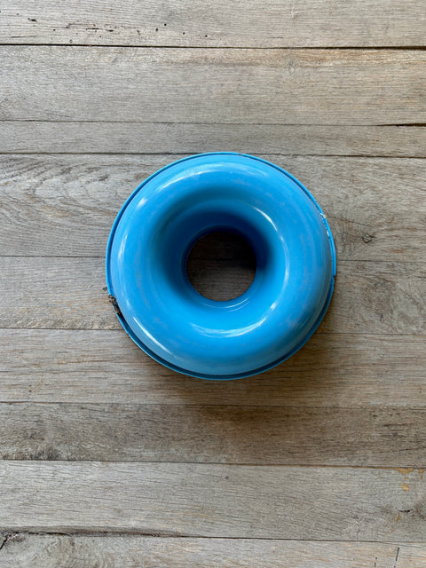Vintage Emaille Kuchenform in Blau-Weiß Ø: 21,5 cm