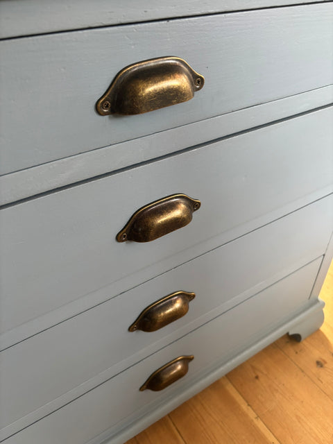 Kleine Antik Vintage Kommode | Kreidefarbe Cool Ocean (hellblau)