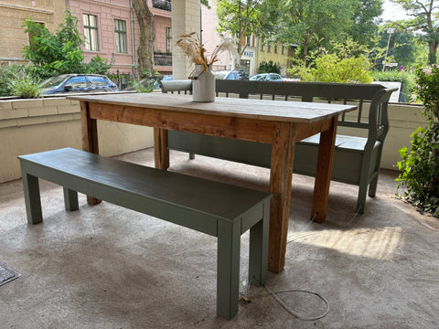 Sitzgruppe: Truhenbank, Sitzbank & Tisch | Olive Outdoor | Painting the Past (#2)