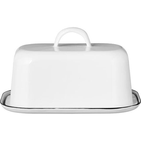 Ib Laursen Butterbox in 2 Teilen Emaille weiß - Weingärtners Genusshandwerk