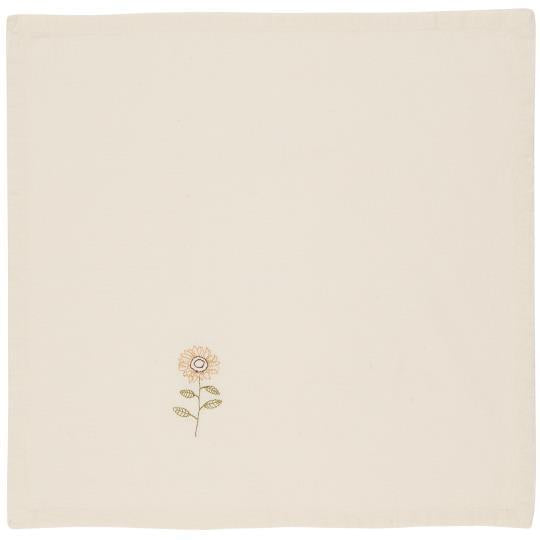Ib Laursen Stoffserviette Flora mit Sonnenblume butter cream - Weingärtners Genusshandwerk