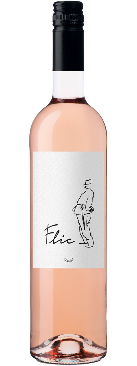Casa Santos Lima Lisboa Flic Rosé 2024, französischer Roséwein von Casal de Ventozela, mit hellem rosafarbenem Glas im Bild.