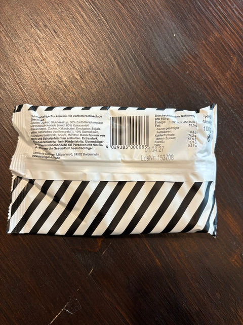 Salzinger Salmiak in Zartbitterschokolade, weiche Lakritzsüßigkeit, 100g, schokolierte Salmiakbonbons, konfiserie Salzinger