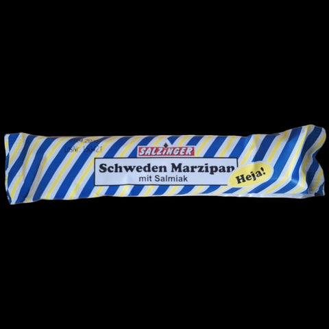 Schweden Marzipan Riegel Zartbitter mit Salmiak von Confiserie Salzinger, Lakritz mit Marzipan und Salmiak, 50g