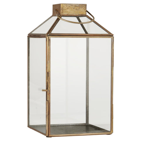 Ib Laursen Laterne Norr mit schrägem Glastop gold groß (16x16x30,5cm)