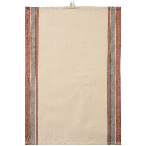 Ib Laursen Geschirrtuch Walter natur mit rostfarbenen und grauen Streifen (50x70cm)