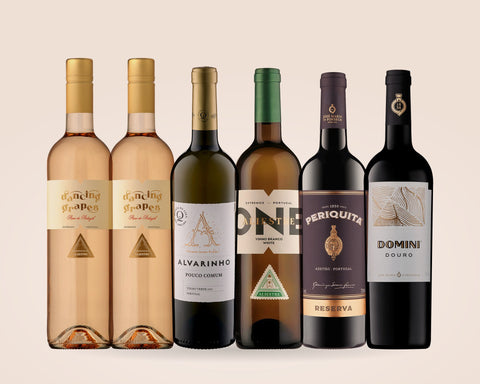Portugal-Paket: Rosé, Weiß- und Rotweine aus Portugal nebeneinander