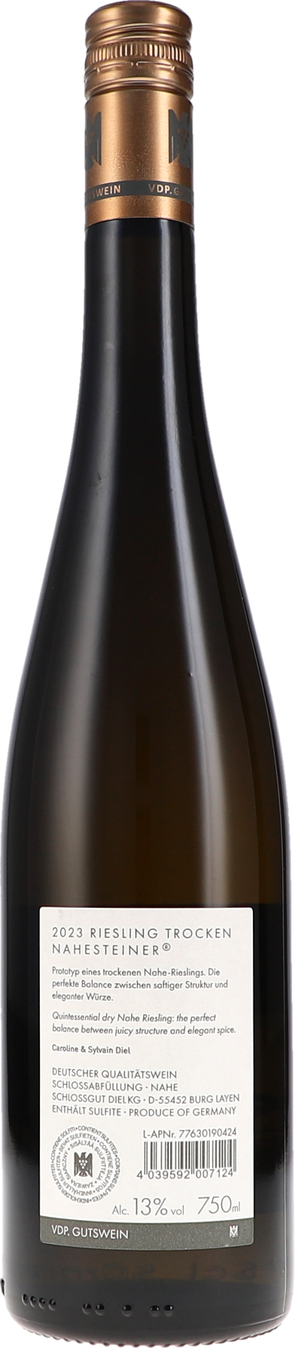 Etikett Schlossgut Diel NAHESTEINER® Riesling trocken VdP.Gutswein, Weißwein