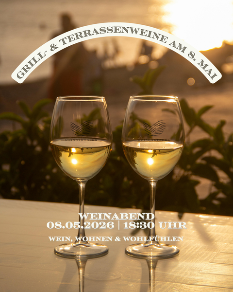 Weinseminar "Weinabend" mit Grill- und Terrassenweinen, organisiert, am 8. Mai 2026.
