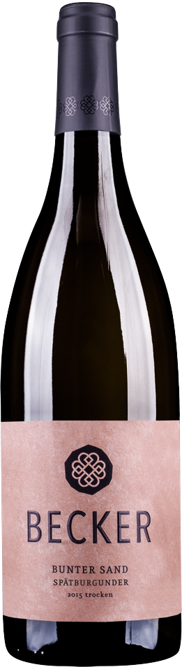 Weinflasche Becker Spätburgunder Bunter Sand unfiltriert, Rotwein aus der Pfalz