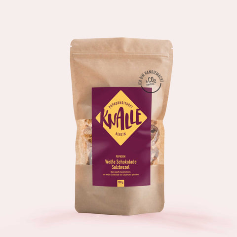 Knalle Weiße Schokolade Salzbrezel Popcorn 100g - wundervino