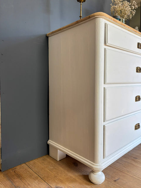 Vintage Weichholz Kommode | Kreidefarbe White Lily (weiß)